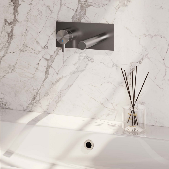 Brauer Edition 5-NG-083-S5 concealed basin mixer with straight spout and cover plate model B2 stainless steel brushed PVD