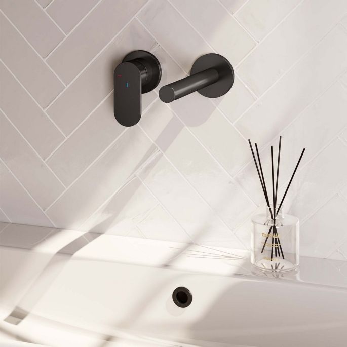 Brauer Edition 5-S-083-S3-65 inbouw wastafelmengkraan met rechte uitloop en rozetten model C2 mat zwart