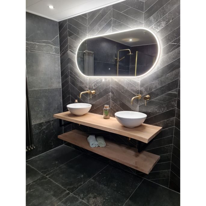 Hipp Design SPV 13730 KW mirror oval-straight with direct and indirect LED lighting all around 120x70x3cm