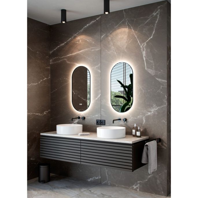 Hipp Design SPV 14920 KW mirror oval-straight with indirect LED lighting all around 45x90x3cm