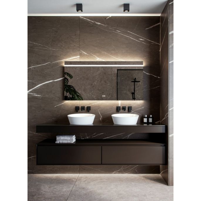 Hipp Design SPV 4530 KW mirror with horizontal LED stripe and indirect lighting above and below 120x70x3cm