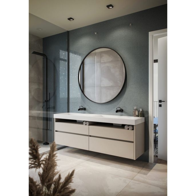 Hipp Design SPV 8290 BLI Spiegel rund 90 x 5 cm auf mattschwarzem Industriemetallrahmen