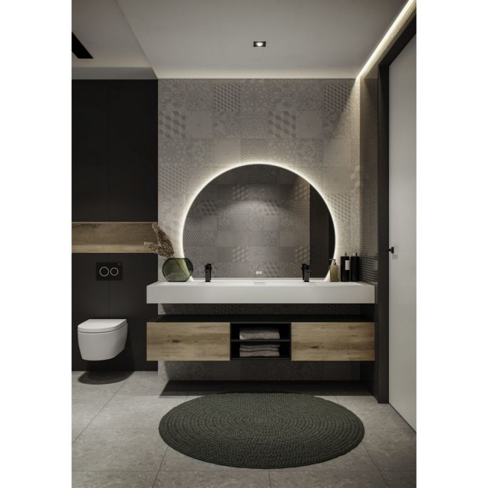 Hipp Design SPV SL 140 mirror sun-line with direct and indirect LED lighting all around, diameter 140 and 120W x 107H cm