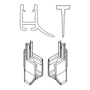 HSK Exklusiv E85058-1-41 horizontaal afdichtingsprofiel (120cm) met inschuifrubber (200cm, hoogte 14,5mm) en eindkapjes chroom