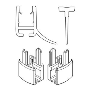 HSK Exklusiv E85058-2-01 2x Wasserabweisprofil gerade (120cm) mit Einschubdichtung (200cm, Höhe 14,5mm) und Endkappe Alu Silber-matt