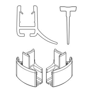 HSK Exklusiv E85058-3-01 2x horizontaal afdichtingsprofiel (120cm) met inschuifrubber (200cm, hoogte 14,5mm) en eindkapjes alu mat zilver