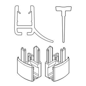 HSK Exklusiv E85058-4-04 Wasserabweisprofil gerade (120cm) mit Einschubdichtung (200cm, Höhe 14,5mm) und Endkappe Weiß