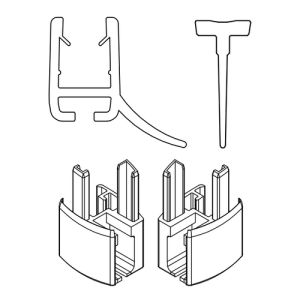 HSK Exklusiv E85059-4-04 2x horizontaal afdichtingsprofiel gebogen met inschuifrubber (200cm, hoogte 14,5mm) en eindkapjes wit