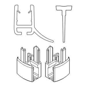 HSK Exklusiv E85059-6-01 2x Wasserabweisprofil gebogen mit Einschubdichtung (200cm, Höhe 14,5mm) und Endkappe Alu Silber-matt