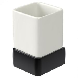 Haceka Aline 1208653 cup holder white ceramic / matt black