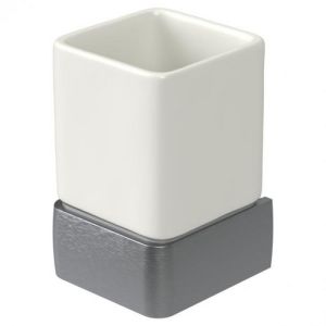 Haceka Aline 1208692 cup holder white ceramic / brushed grey