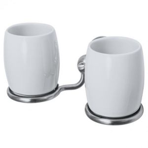 Haceka Allure 1208449 double glass holder porcelain / brushed stainless steel