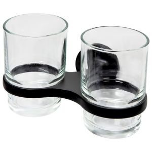 Haceka Aspen 1209517 double glass holder clear glass / matt black