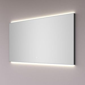 Hipp Design SPV 10010 BL spiegel in mat zwart 80x70cm met indirecte LED verlichting boven en onder en spiegelverwarming