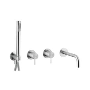 Pure RVS 316 Serie RV1101 4-hole built-in bath set stainless steel brushed