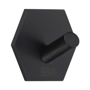 Smedbo Beslagsboden BB1160 design handdoekhaak hexagon mat zwart edelstaal