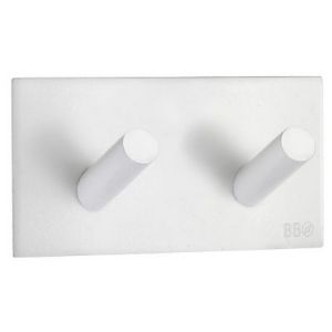 Smedbo Beslagsboden BX1093 design haken dubbel mat wit edelstaal