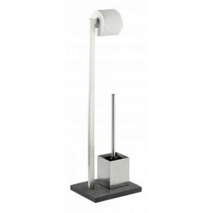 Wenko 18448100 Slate Rock toiletstandaard (toiletborstelhouder + toiletrolhouder) edelstaal