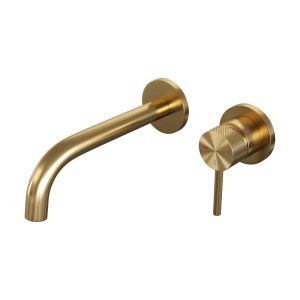 Brauer Carving 5-GG-004-B6-65 recessed basin mixer with curved spout and rosettes model A1 gold brushed PVD