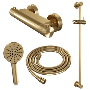 Brauer Carving 5-GG-086-2 body shower thermostatic mixer SET 02 gold brushed PVD