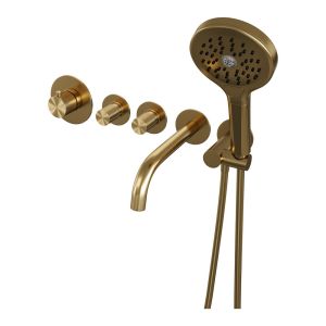 Brauer Carving 5-GG-094 thermostatic concealed bath mixer SET 02 gold brushed PVD