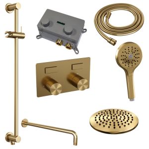 Brauer Carving 5-GG-204 thermostatic concealed rain shower with push buttons SET 69 gold brushed PVD