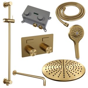 Brauer Carving 5-GG-205 thermostatic concealed rain shower with push buttons SET 70 gold brushed PVD