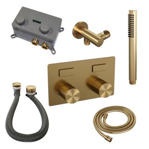 Brauer Carving 5-GG-212 thermostatic concealed bath mixer with push buttons SET 03 gold brushed PVD