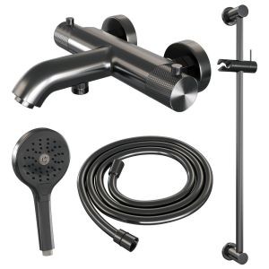 Brauer Carving 5-GM-085-2 body bath shower thermostatic mixer SET 02 gunmetal brushed PVD