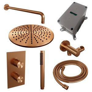Brauer Carving 5-GK-124 thermostatic concealed rain shower 3-way diverter SET 28 copper brushed PVD