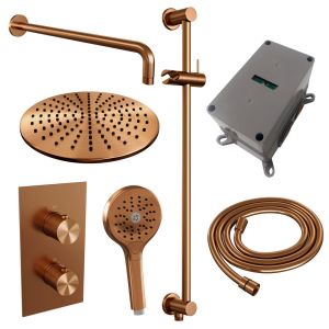Brauer Carving 5-GK-142 thermostatic concealed rain shower 3-way diverter SET 46 copper brushed PVD