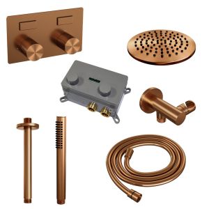 Brauer Carving 5-GK-188 thermostatic concealed rain shower with push buttons SET 53 copper brushed PVD
