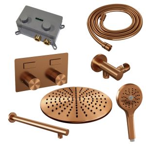 BrauerCarving 5-GK-191 thermostatic concealed rain shower with push buttons SET 56 copper brushed PVD