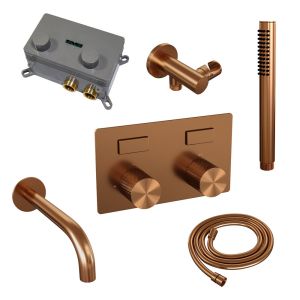 Brauer Carving 5-GK-214 thermostatic concealed bath mixer with push buttons SET 03 copper brushed PVD