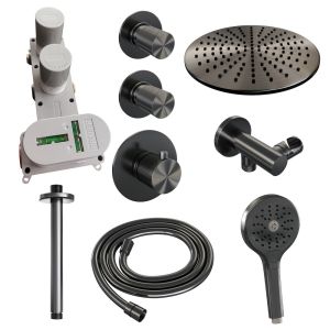 Brauer Carving 5-GM-108 thermostatic concealed rain shower SET 12 gunmetal brushed PVD