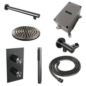 Brauer Carving 5-GM-121 thermostatic concealed rain shower 3-way diverter SET 25 gunmetal brushed PVD