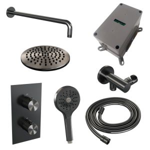 Brauer Carving 5-GM-129 thermostatic concealed rain shower 3-way diverter SET 33 gunmetal brushed PVD
