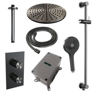 Brauer Carving 5-GM-144 thermostatic concealed rain shower 3-way diverter SET 48 gunmetal brushed PVD