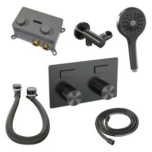 Brauer Carving 5-GM-213 thermostatic concealed bath mixer with push buttons SET 04 gunmetal brushed PVD