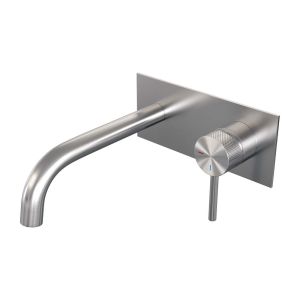 Brauer Carving 5-NG-004-B6 recessed basin mixer with curved spout and cover plate model A1 stainless steel brushed PVD