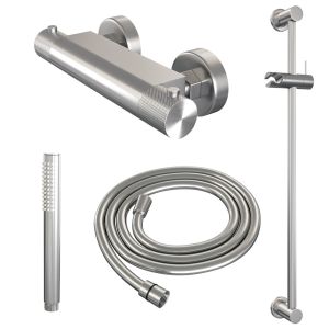 Brauer Carving 5-NG-086-1 body shower thermostatic valve SET 01 stainless steel brushed PVD