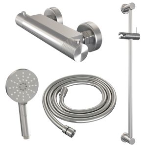 Brauer Carving 5-NG-086-2 body shower thermostatic mixer SET 02 stainless steel brushed PVD