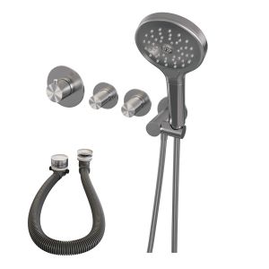 Brauer Carving 5-NG-096 thermostatic concealed bath mixer SET 02 stainless steel brushed PVD