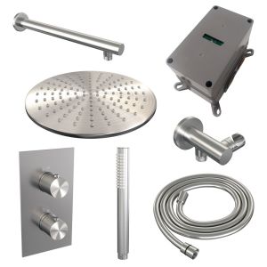 Brauer Carving 5-NG-122 thermostatic concealed rain shower 3-way diverter SET 26 stainless steel brushed PVD
