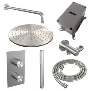 Brauer Carving 5-NG-124 thermostatic concealed rain shower 3-way diverter SET 28 stainless steel brushed PVD