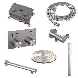 Brauer Carving 5-NG-184 thermostatic concealed rain shower with push buttons SET 49 stainless steel brushed PVD