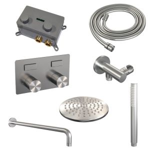 Brauer Carving 5-NG-186 thermostatic concealed rain shower with push buttons SET 51 stainless steel brushed PVD