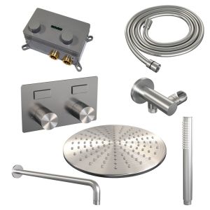 Brauer Carving 5-NG-187 thermostatic concealed rain shower with push buttons SET 52 stainless steel brushed PVD