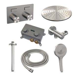 BrauerCarving 5-NG-195 thermostatic concealed rain shower with push buttons SET 60 stainless steel brushed PVD