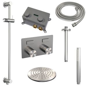 Brauer Carving 5-NG-200 thermostatic concealed rain shower with push buttons SET 65 stainless steel brushed PVD